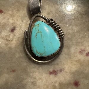 Turquoise and Silver Pendant Necklace